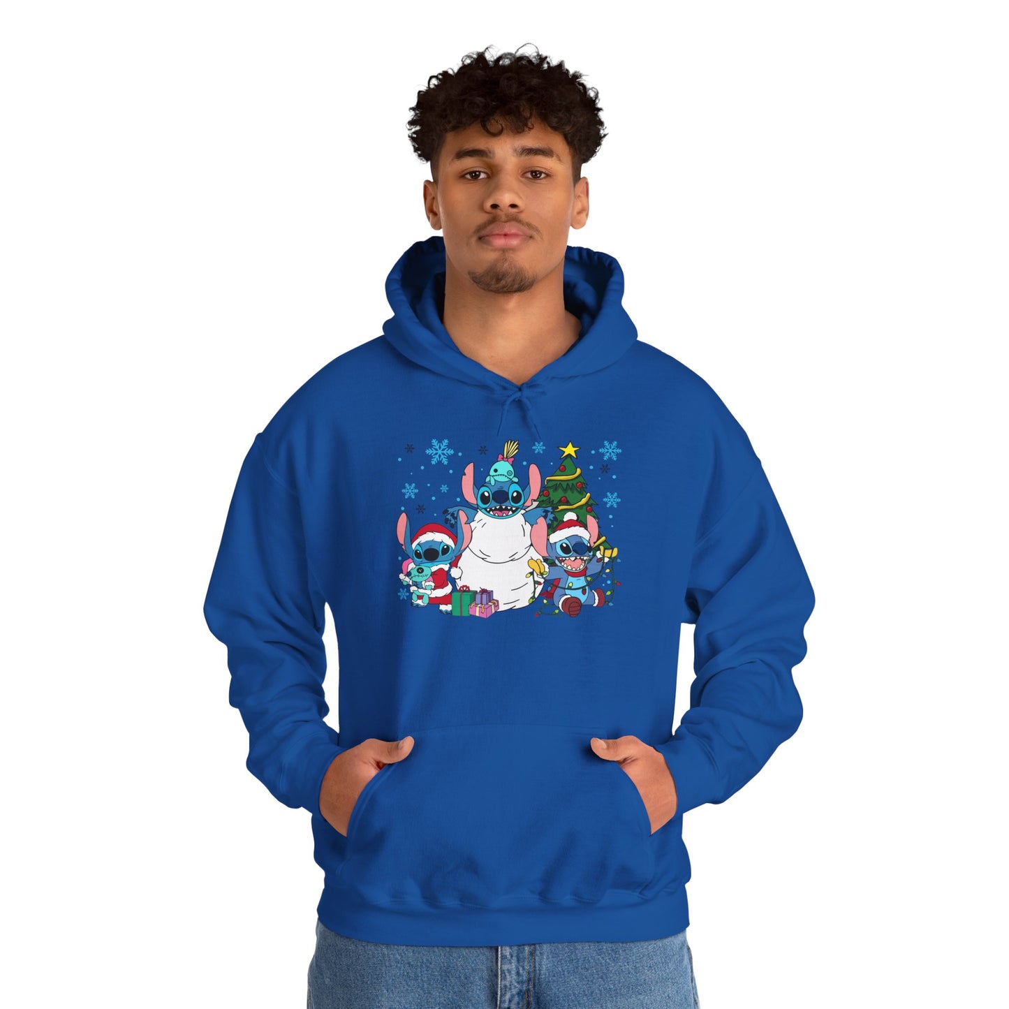 Stitch Christmas Vibes Hoodie – Cute Holiday Trio Unisex Heavy Blend Sweatshirt