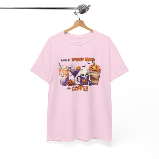 Fueled By Spooky Vibes And Coffee Unisex Heavy Cotton T-Shirt