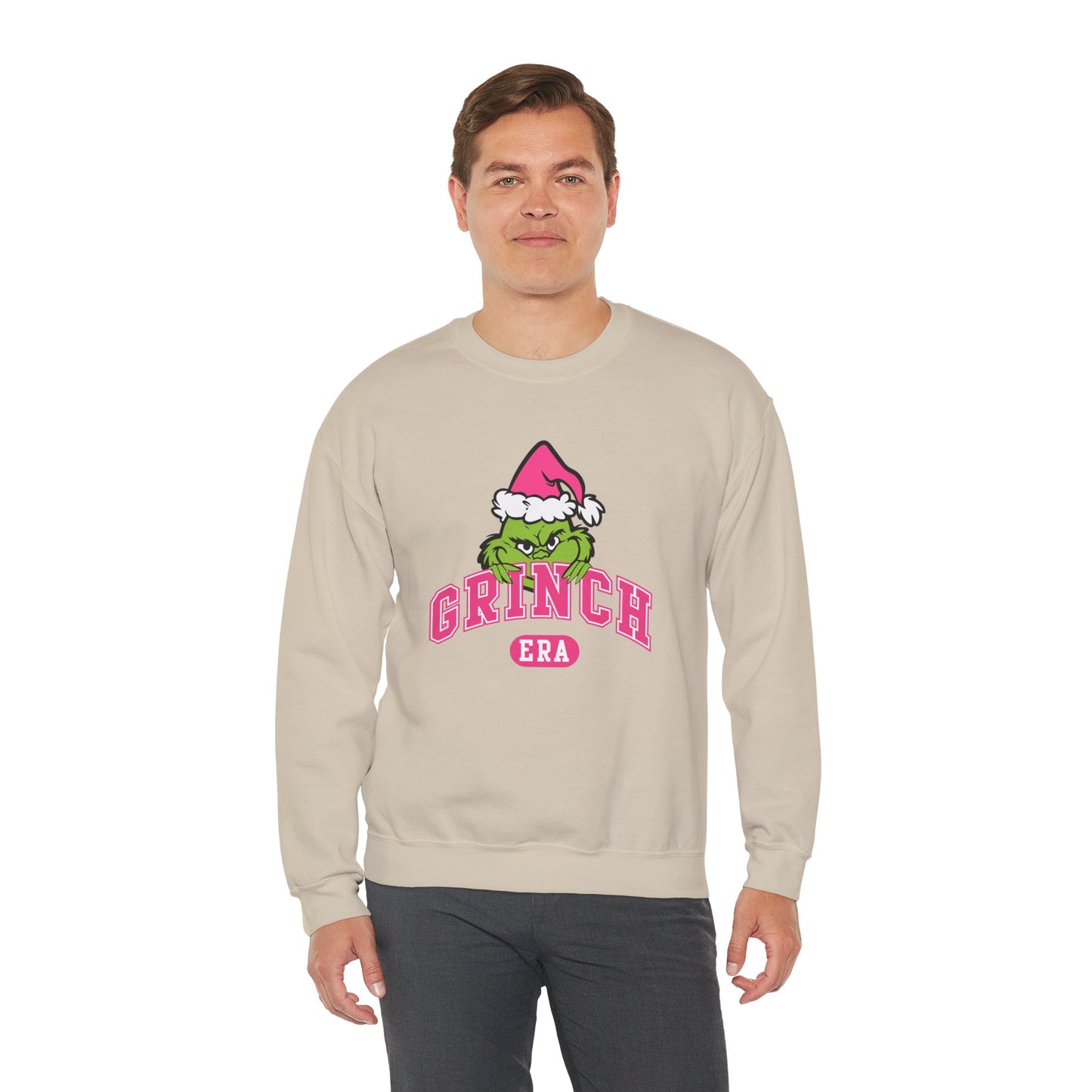 Grinch Era Christmas Crewneck – Cozy Pink Santa Grinch Sweatshirt (Unisex)