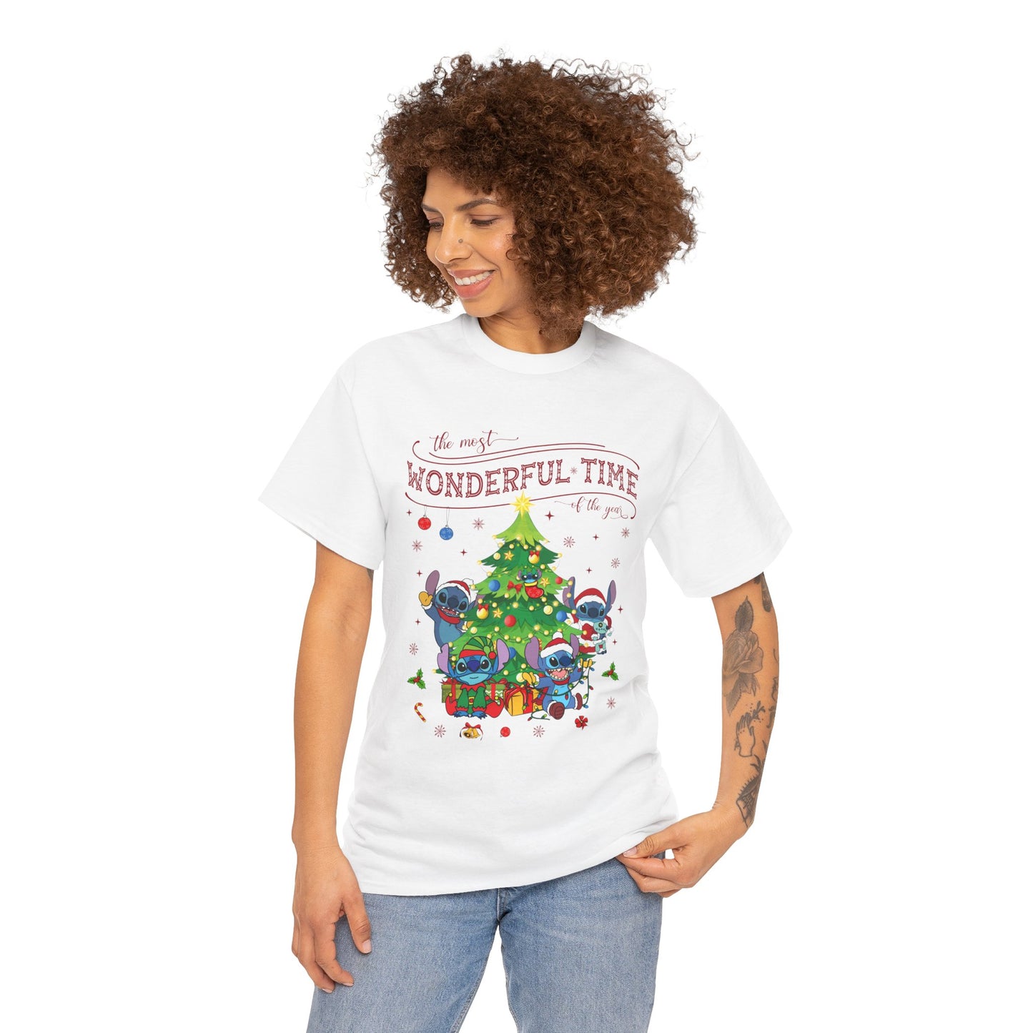 The Most Wonderful Time of the Year Christmas Tee – Cute Holiday Characters Festive Unisex Heavy Cotton T-Shirt