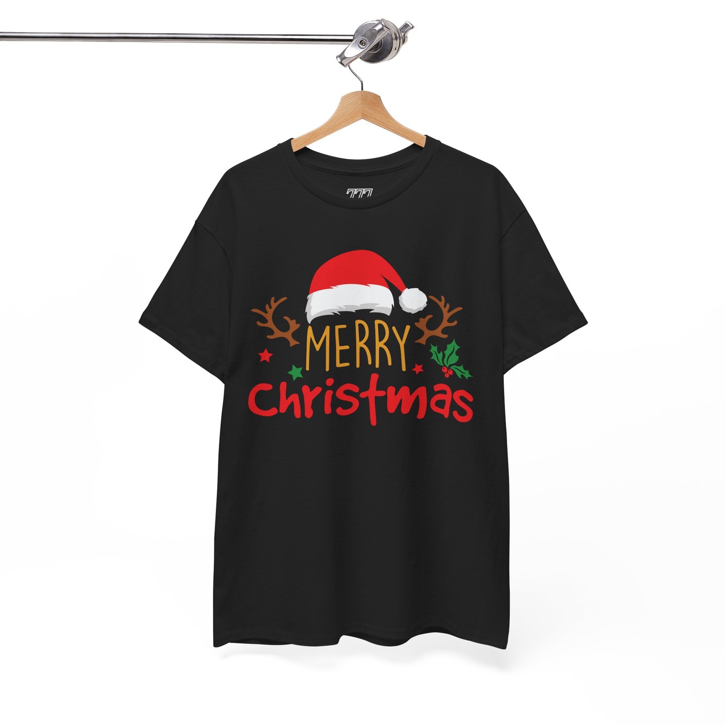 Merry Christmas Reindeer Unisex T-Shirt – Santa Hat Holiday Graphic Tee, Festive Xmas Shirt