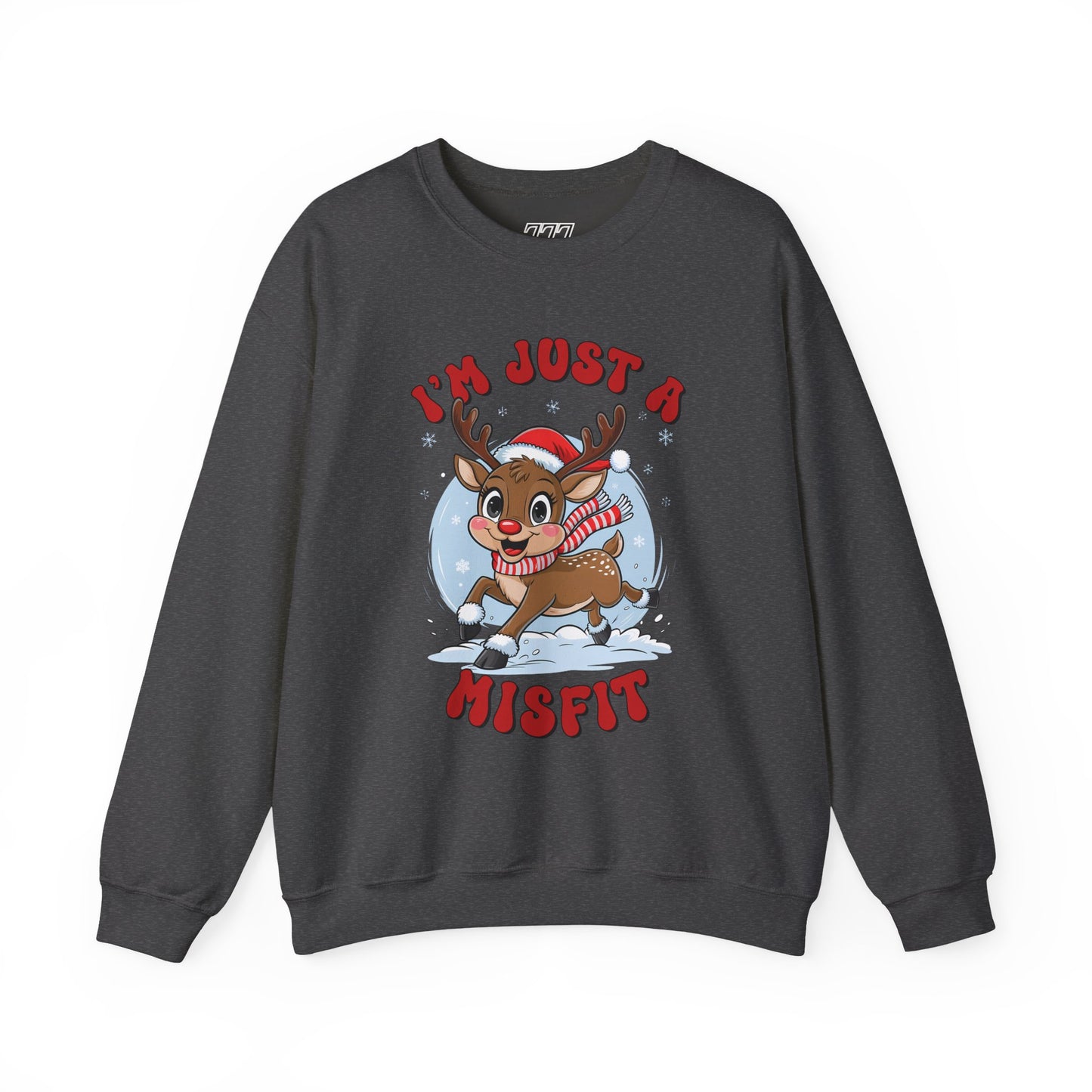 I’m Just a Misfit Unisex Heavy Blend Crewneck Sweatshirt – Cute Christmas Reindeer Holiday Sweater