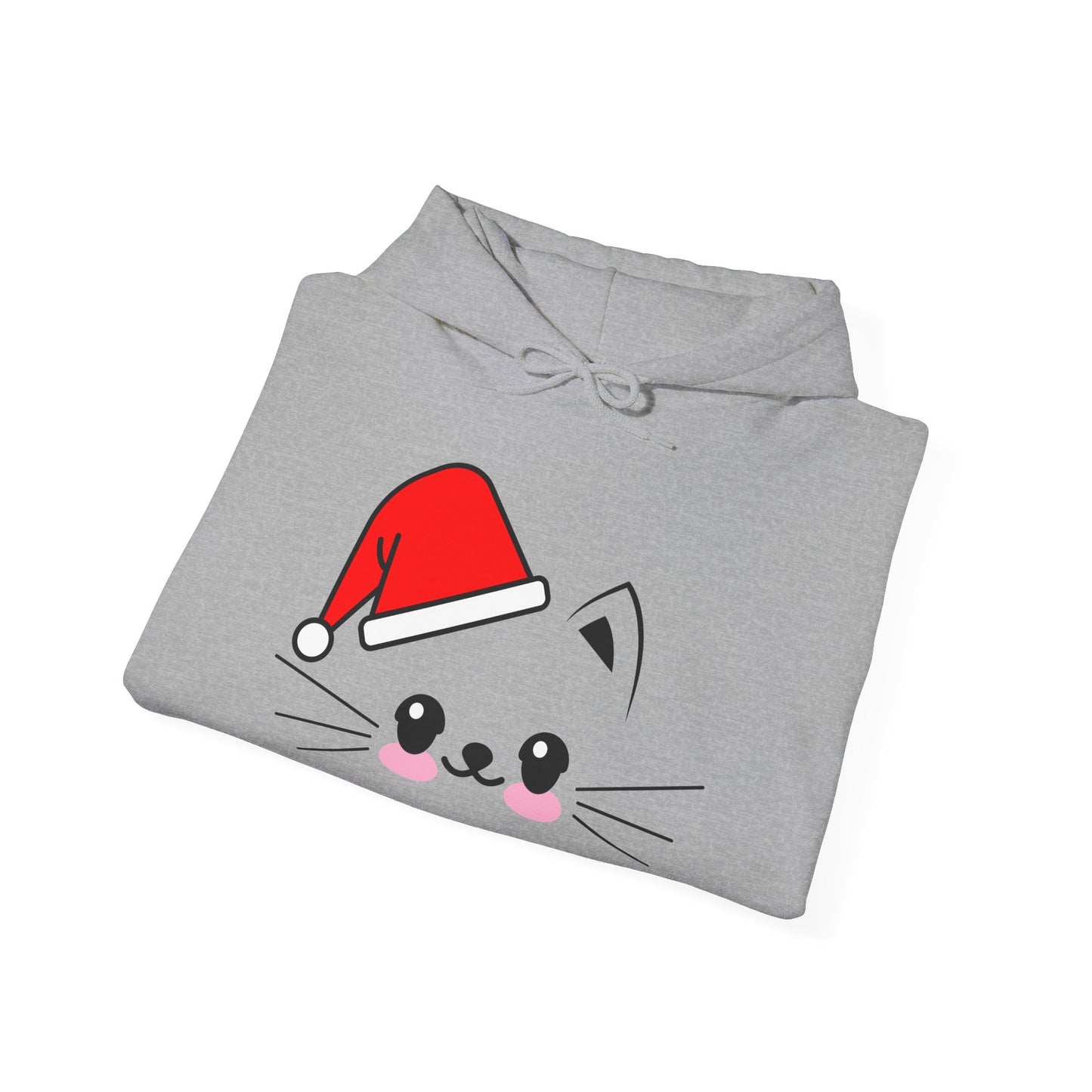 Cat Santa Christmas Hoodie – Cute Kawaii Cat Holiday Hooded Sweatshirt (Unisex)
