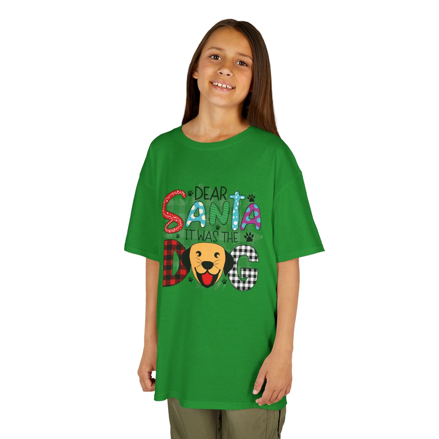 Dear Santa It Was The Dog Kids Christmas T-Shirt – Funny Holiday Dog Lover Tee
