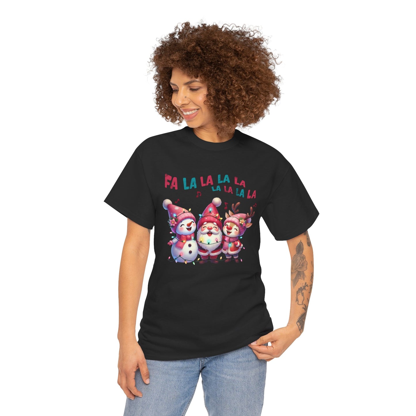 Festive Caroling Trio Unisex T-Shirt – Cute Santa, Snowman & Reindeer Holiday Shirttton T-Shirt