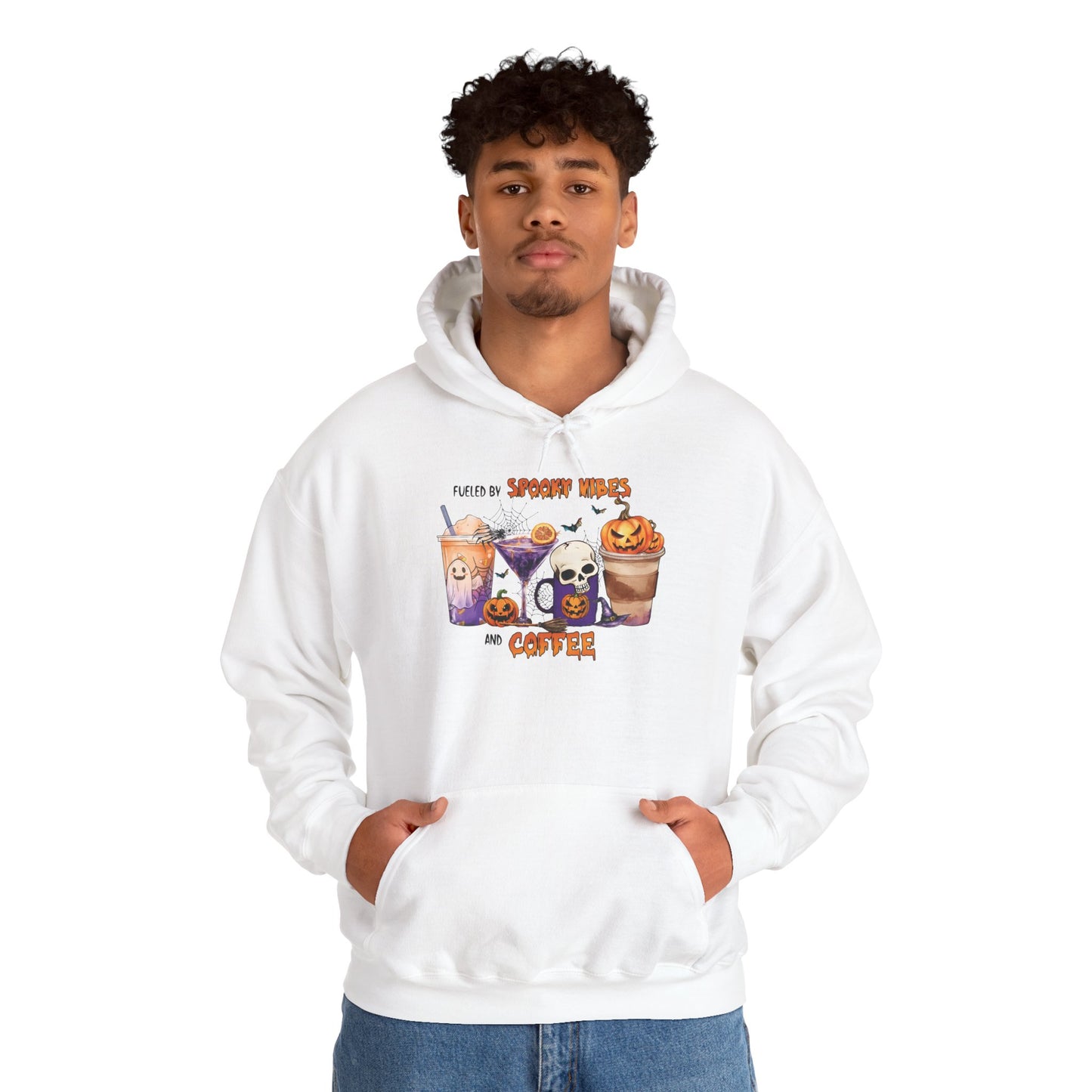 Fueled By Spooky Vibes And Coffee Unisex Heavy Blend Hoodie