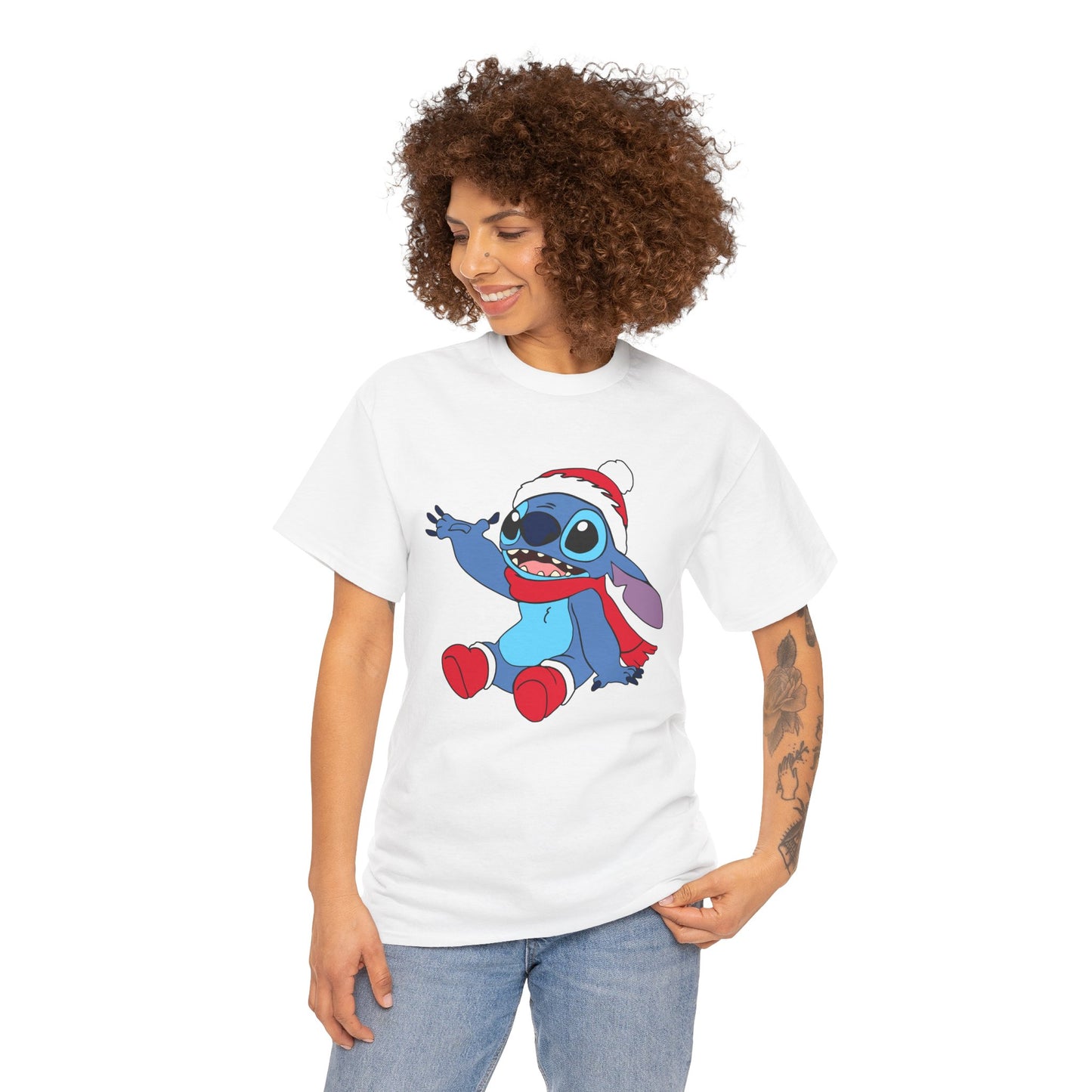 Jolly Alien Christmas T-Shirt – Cute Blue Alien Holiday Graphic Tee (Unisex)