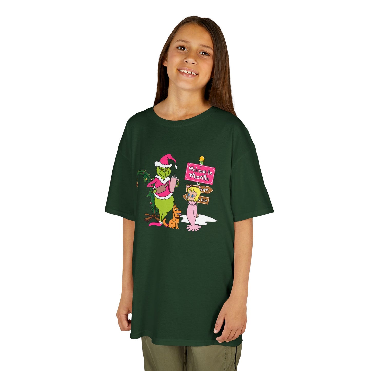 Welcome to Merryville Kids Christmas T-Shirt – Cute Green Holiday Creature Tee