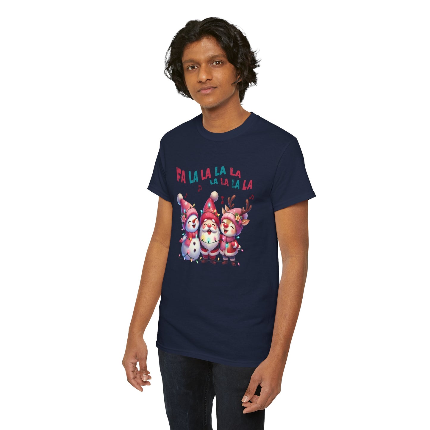 Festive Caroling Trio Unisex T-Shirt – Cute Santa, Snowman & Reindeer Holiday Shirttton T-Shirt