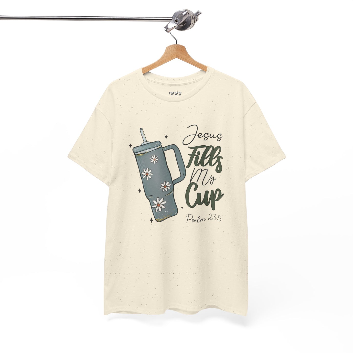 Jesus Fills My Cup Christian Tee – Faith Bible Verse Psalm 23:5 Inspirational Unisex Heavy Cotton T-Shirt