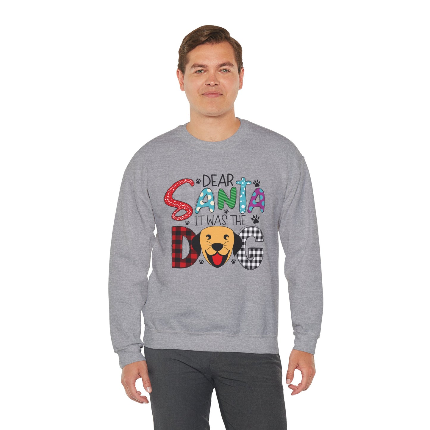 Dear Santa It Was The Dog Christmas Crewneck – Funny Holiday Dog Lover Sweatshirt (Unisex)