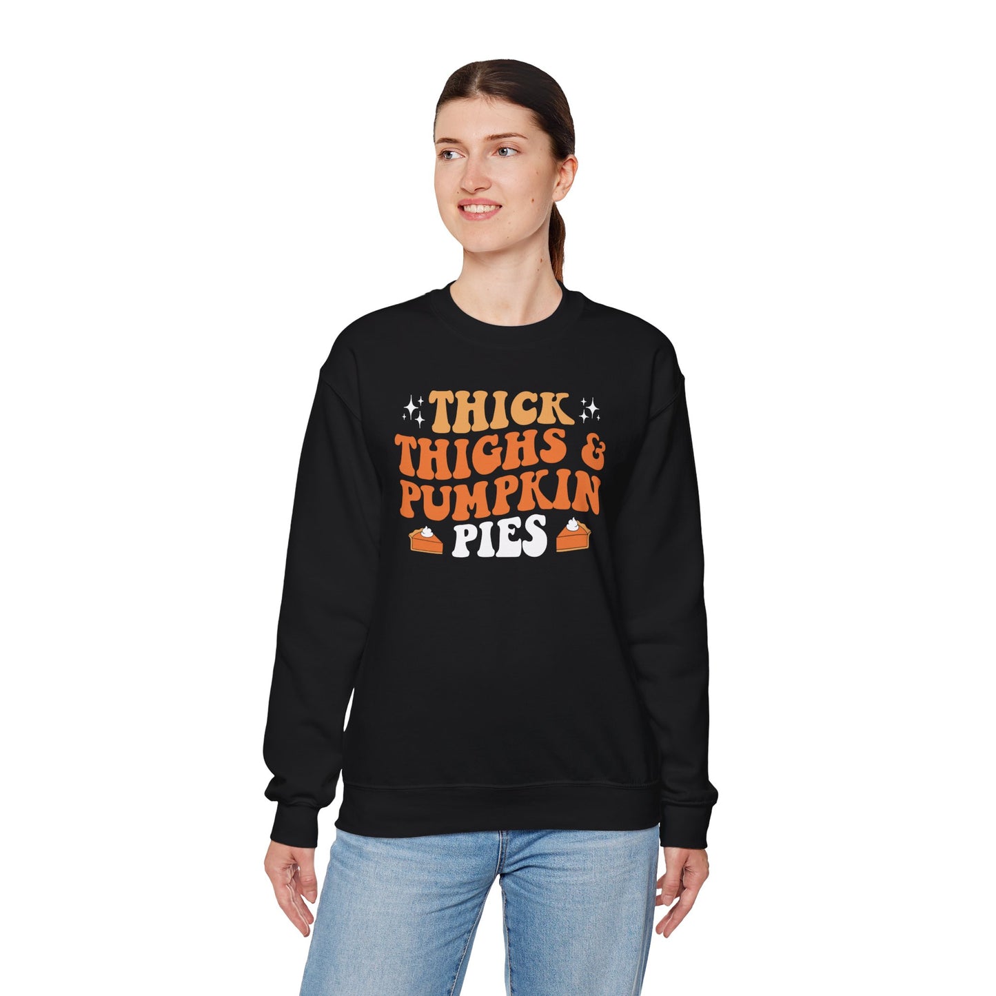 Thick Thighs & Pumpkin Pies Women’s Heavy Blend Crewneck Sweatshirt