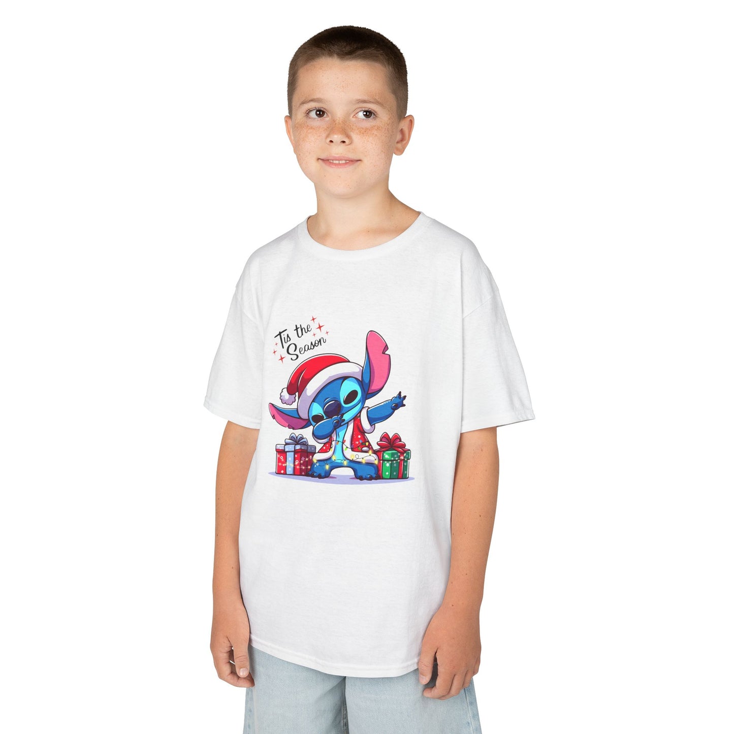 Tis the Season Blue Alien Christmas Kids T-Shirt – Cute Holiday Cartoon Tee
