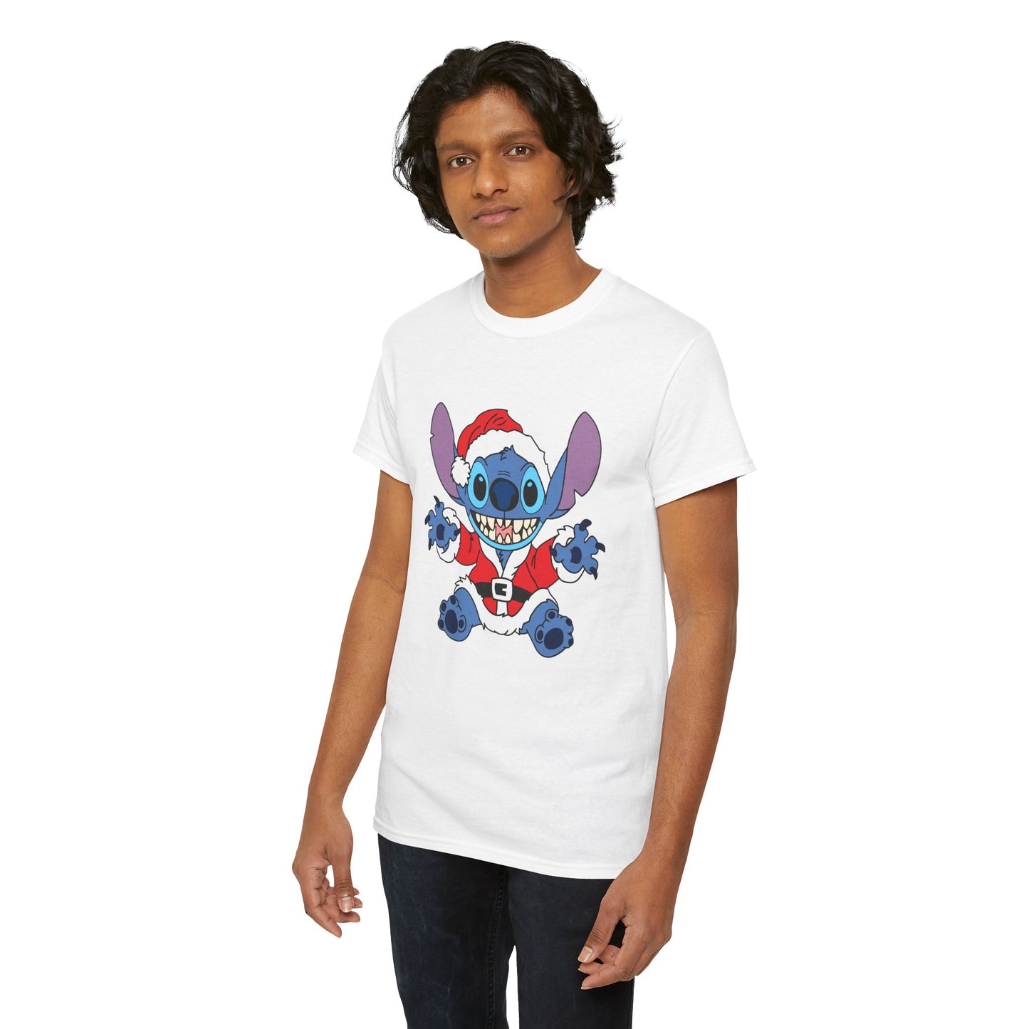 Alien Santa Christmas T-Shirt – Cute Blue Alien Holiday Graphic Tee (Unisex)