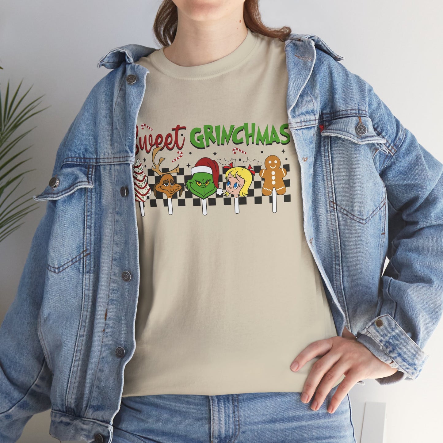 Sweet Grinchmas Candy Characters Funny Christmas Grinch-Inspired Holiday Tee – Festive Unisex Heavy Cotton T-Shirt