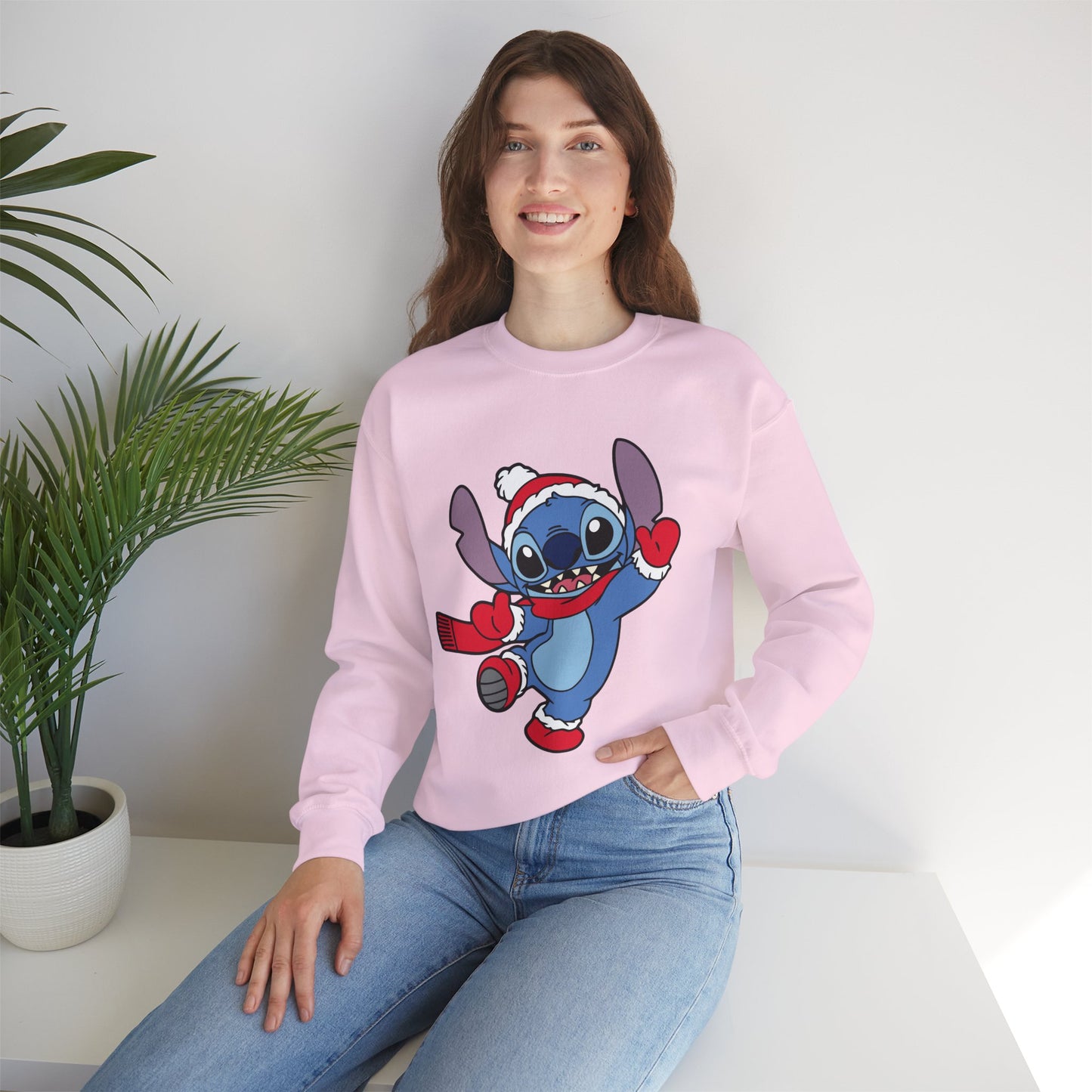 Festive Alien Christmas Crewneck – Cute Blue Alien Holiday Sweatshirt (Unisex)