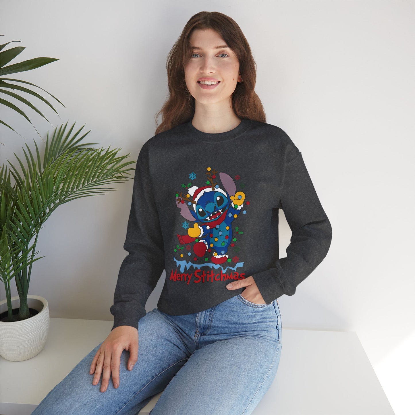 Merry Stitchmas Sweatshirt – Cute Holiday Alien Unisex Heavy Blend Crewneck