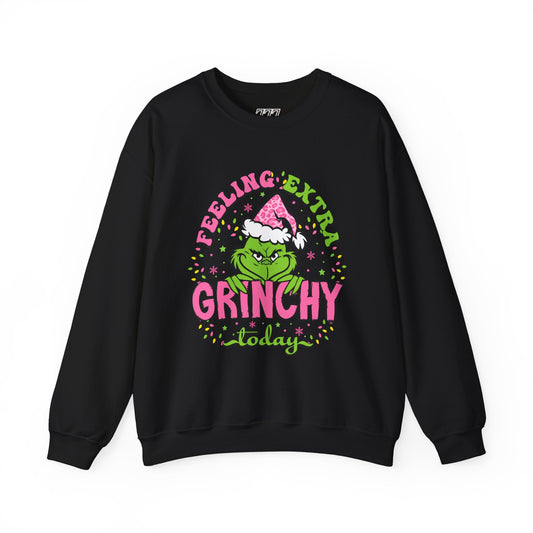 Feeling Extra Grinchy Today Funny Christmas Grinch-Inspired Holiday Sweatshirt – Pink Santa Festive Unisex Heavy Blend Crewneck