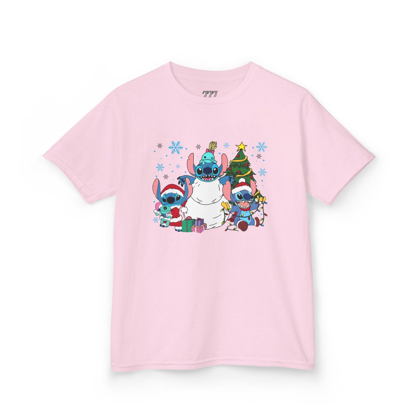 Stitch Christmas Vibes Kids T-Shirt – Cute Holiday Trio Heavy Cotton Tee
