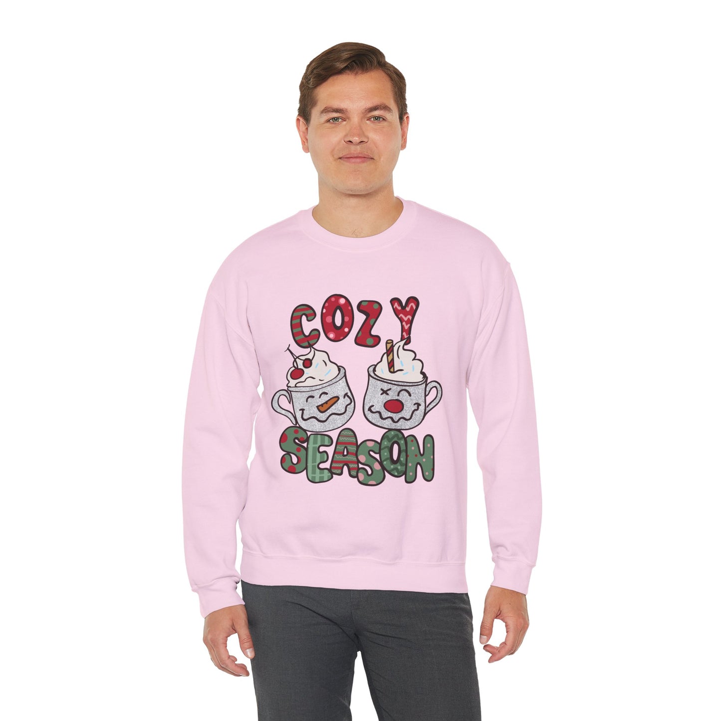 Cozy Season Christmas Unisex Heavy Blend Crewneck Sweatshirt – Cute Holiday Hot Cocoa Sweater