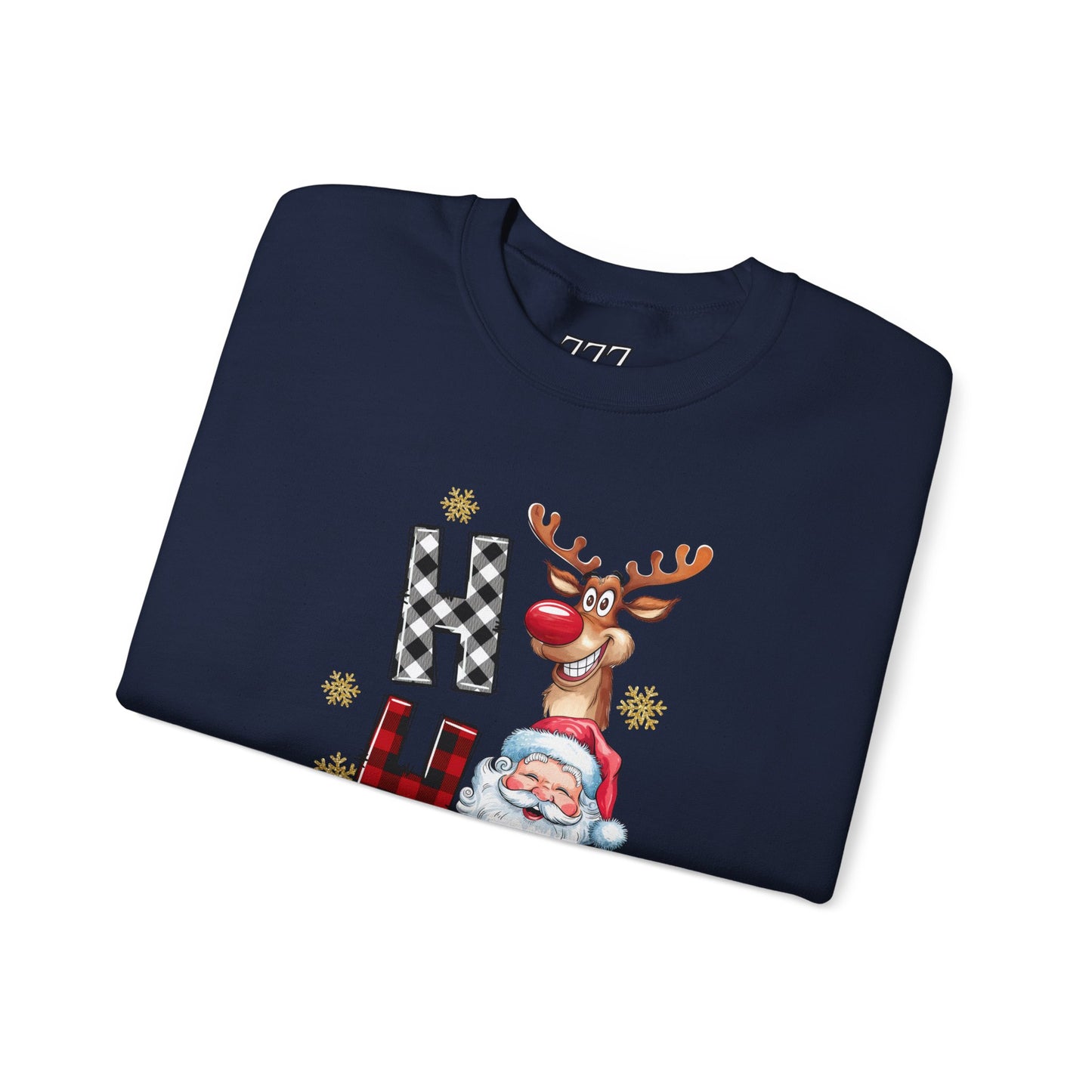 HO HO HO Christmas Unisex Heavy Blend Crewneck Sweatshirt – Santa, Reindeer & Snowman Holiday Sweater