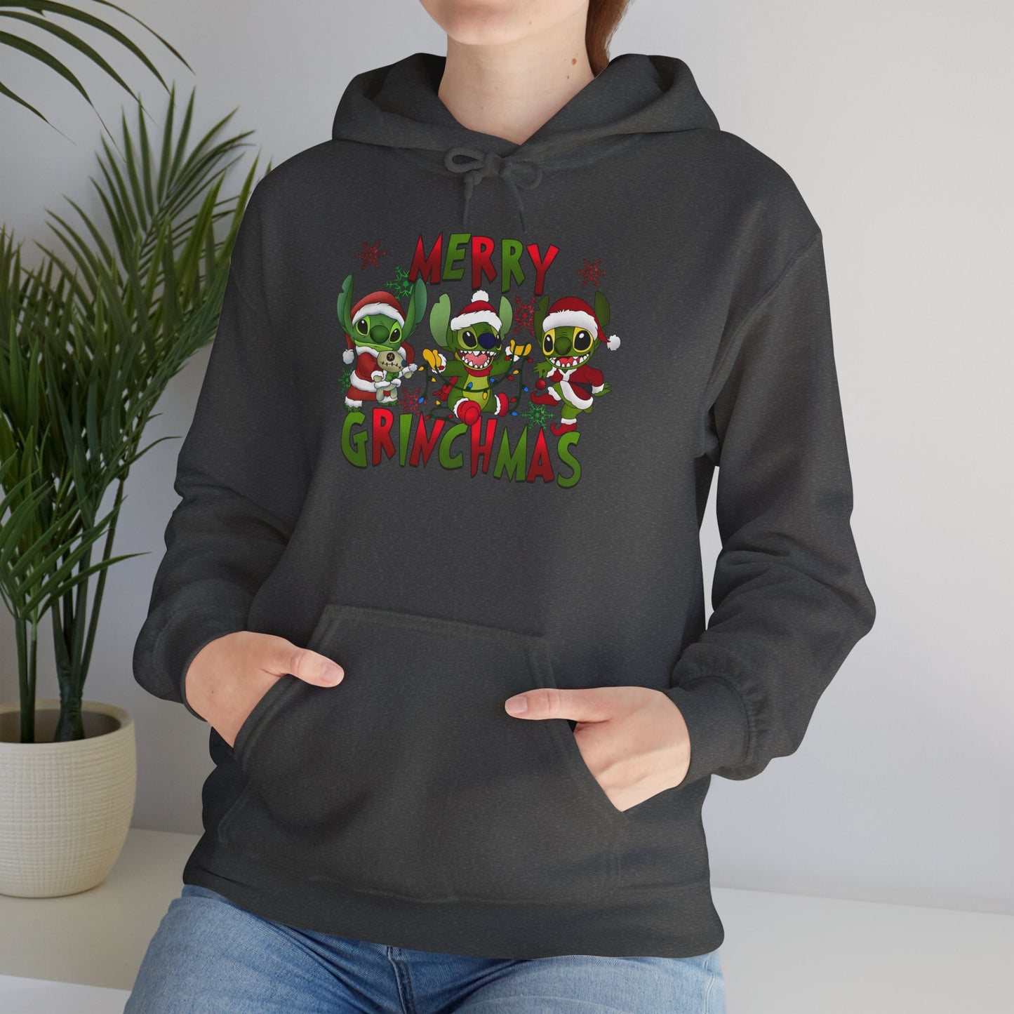 Merry Grinchmas Hoodie – Funny Christmas Unisex Heavy Blend Holiday Sweatshirt