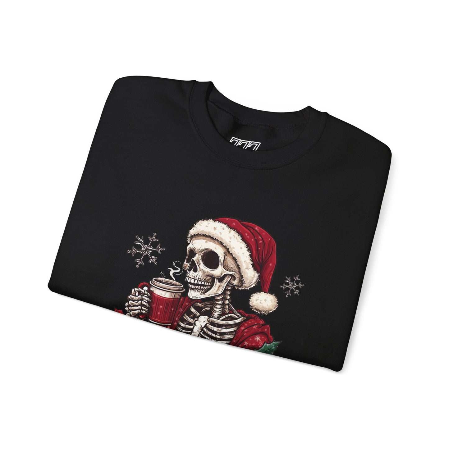 Freezing To Death Skeleton Christmas Crewneck – Funny Holiday Unisex Sweatshirt, Winter Coffee Xmas Pullover