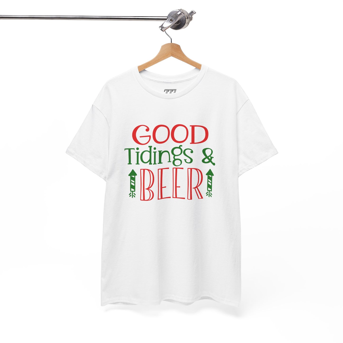 Good Tidings & Beer T-Shirt – Funny Christmas Drinking Unisex Heavy Cotton Tee