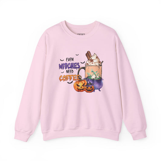 Even Witches Need Coffee Women’s Heavy Blend Crewneck Sweatshirt