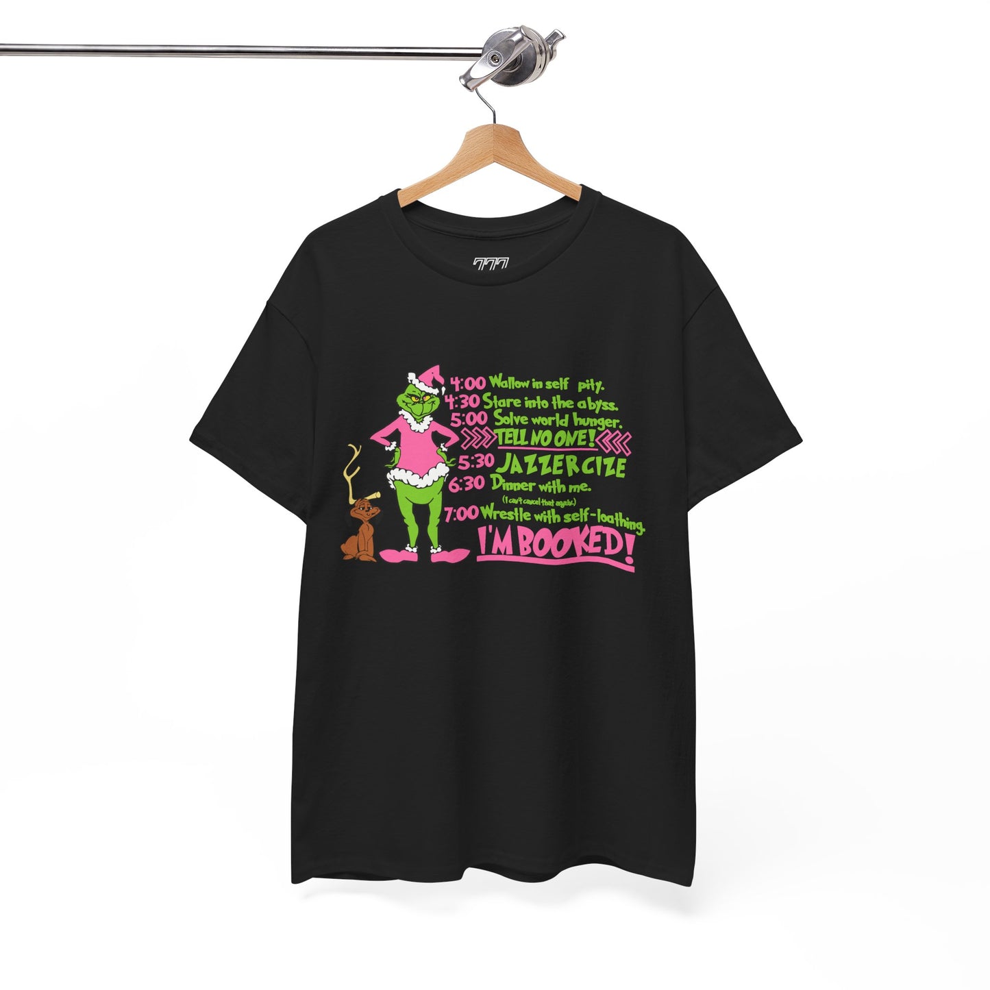 I’m Booked Grinch Schedule Funny Christmas Tee Unisex Heavy Cotton T-Shirt