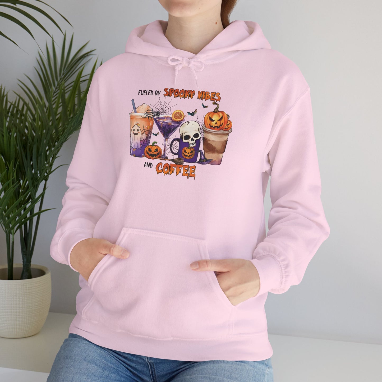 Fueled By Spooky Vibes And Coffee Unisex Heavy Blend Hoodie