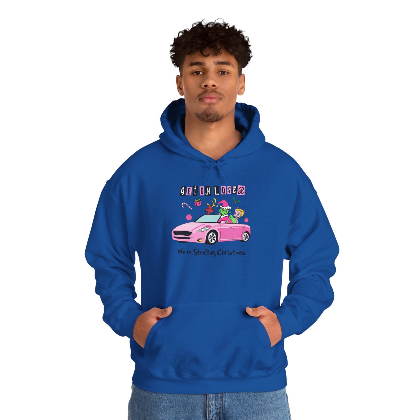Get In Loser We’re Stealing Christmas Hoodie – Funny Green Holiday Creature Sweatshirt (Unisex)