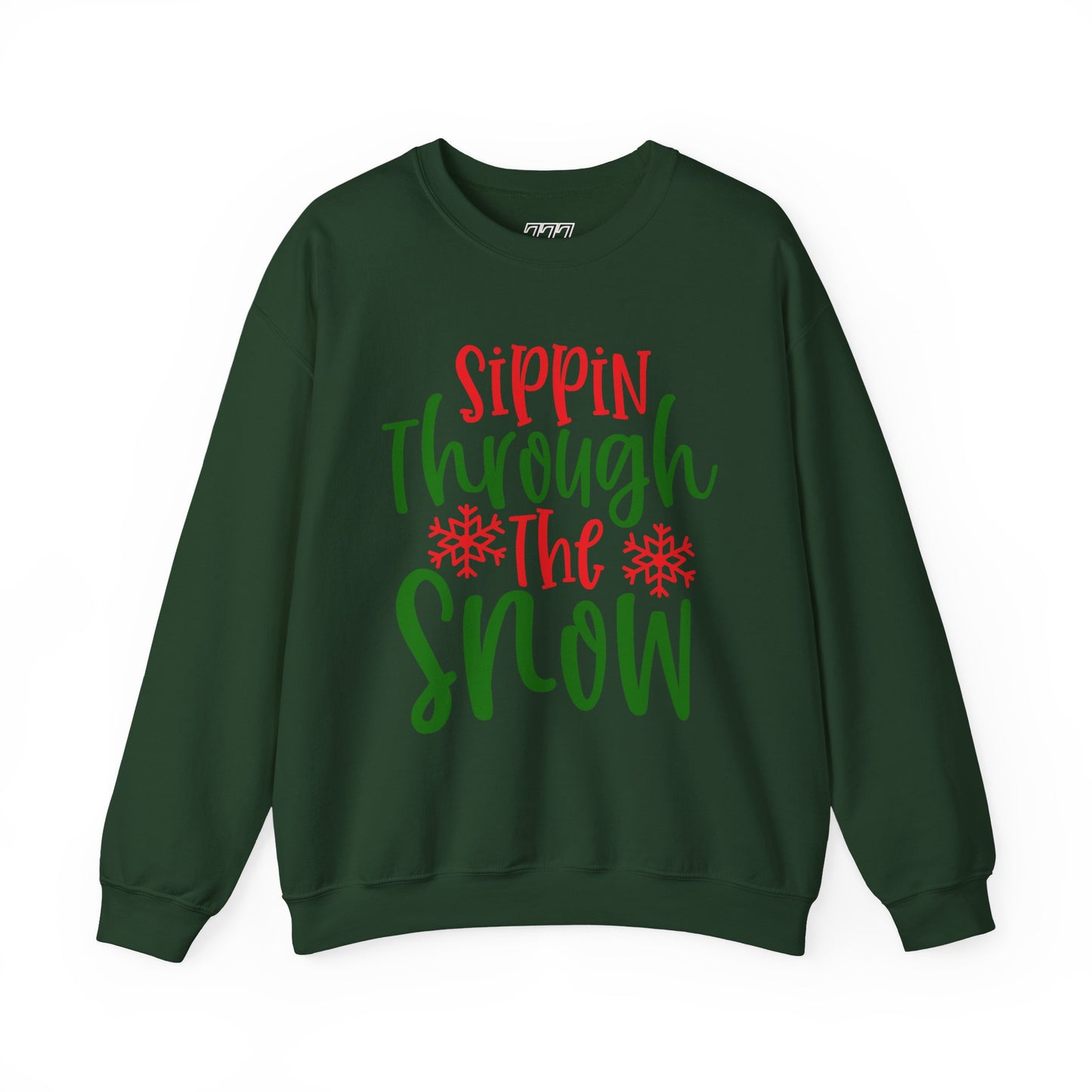 Sippin’ Through The Snow Sweatshirt – Festive Holiday Unisex Heavy Blend Crewneck
