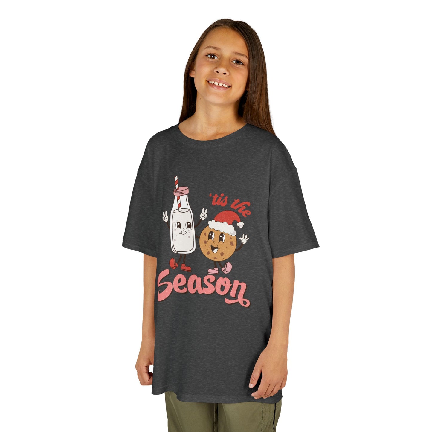 Tis The Season Kids Christmas T-Shirt – Cute Milk & Cookie Holiday Tee