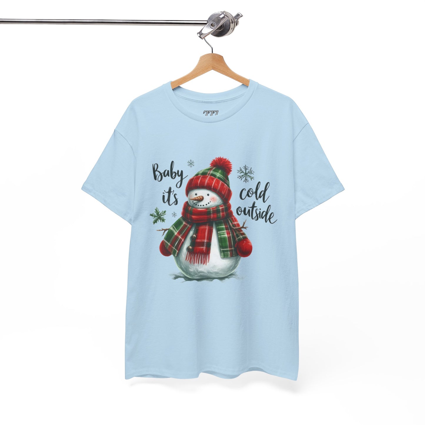 Baby It’s Cold Outside Christmas Unisex Heavy Cotton T-Shirt – Cute Snowman Holiday Tee
