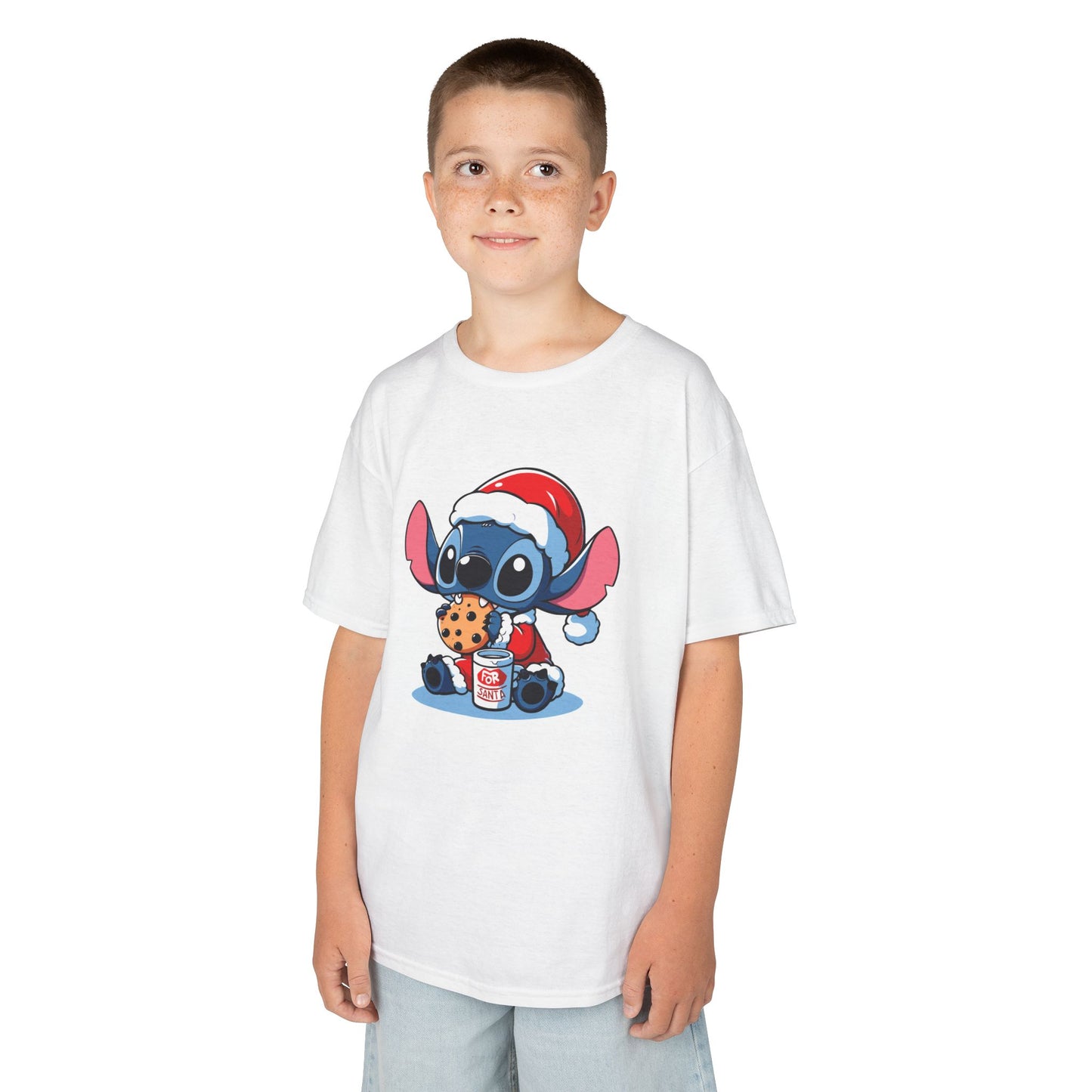 Saint Stitch Christmas Kids T-Shirt – Cute Holiday Alien Heavy Cotton Tee