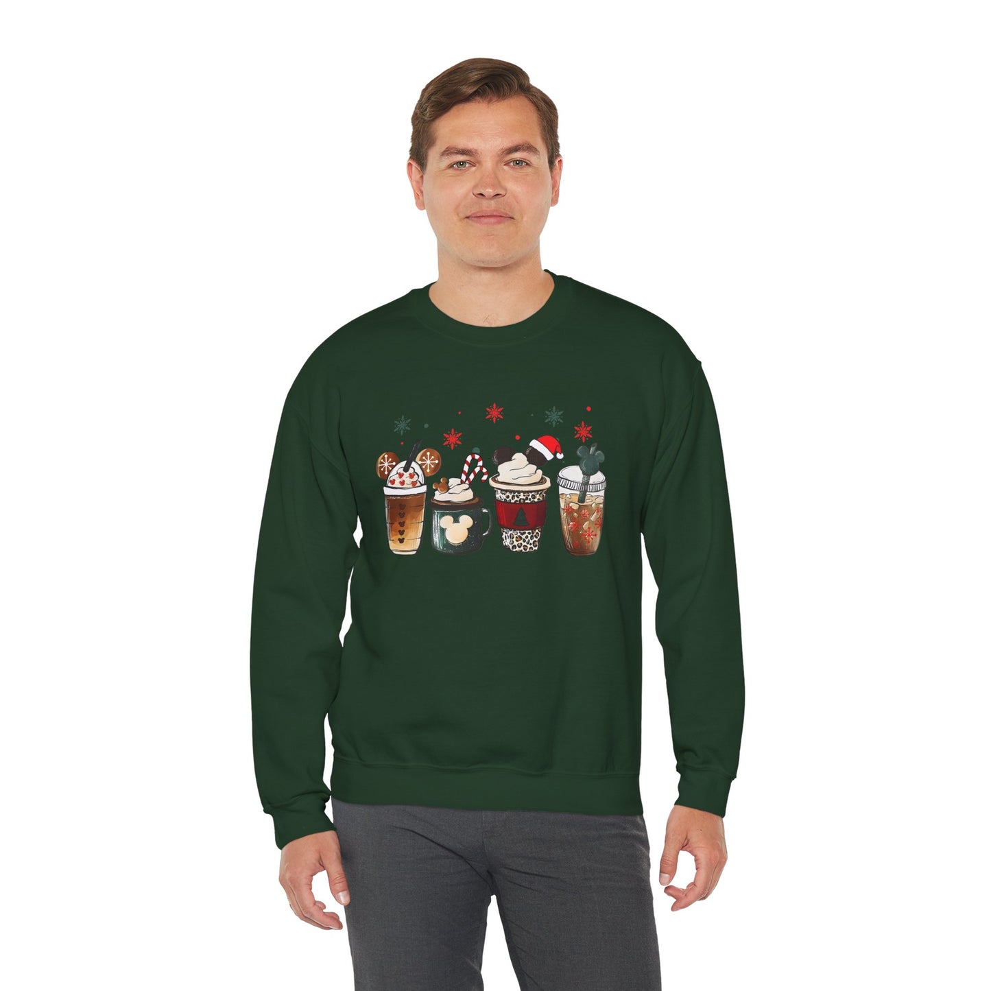Christmas Coffee Lovers Crewneck – Cute Holiday Drink Art Sweatshirt (Unisex)