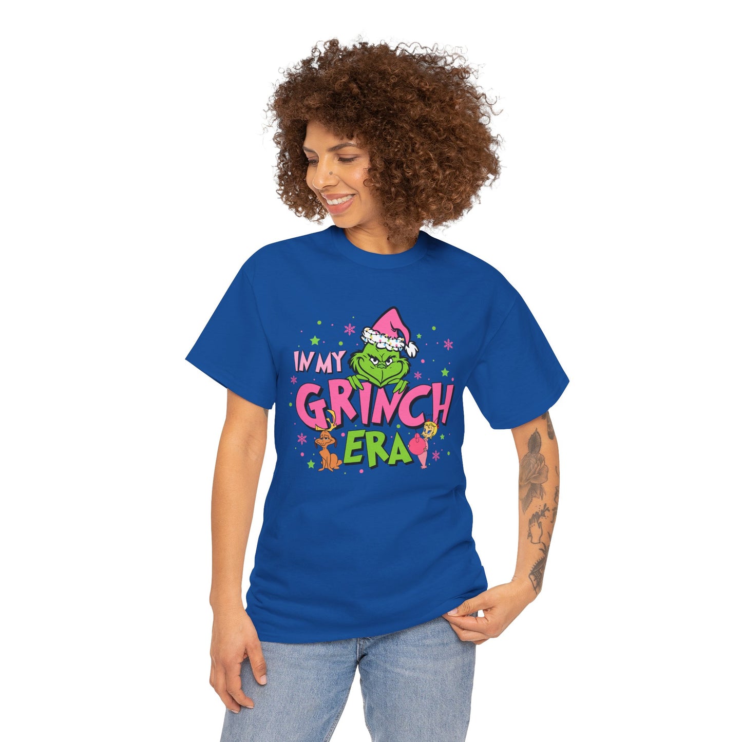 In My Grinch Era Funny Christmas Grinch-Inspired Holiday Tee – Pink Santa Festive Unisex Heavy Cotton T-Shirt