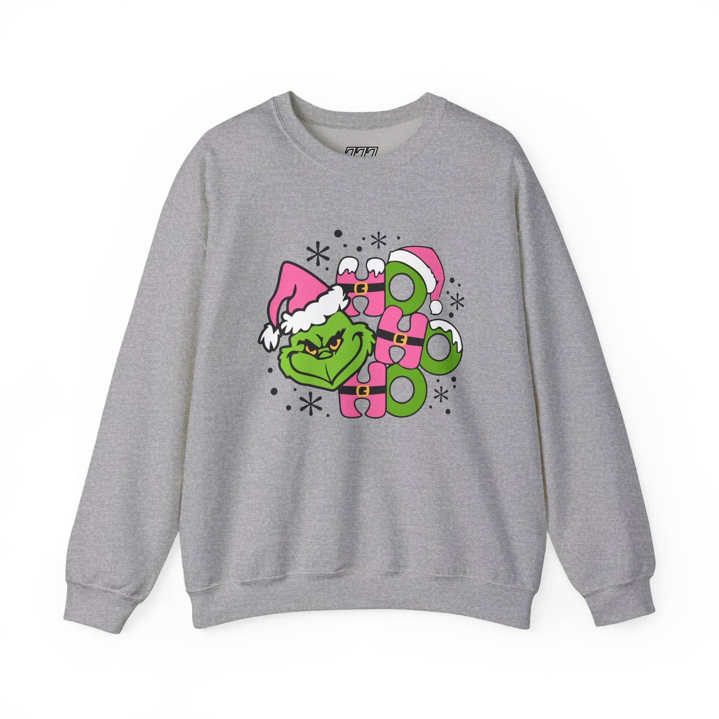 HO HO HO Funny Christmas Grinch-Inspired Holiday Sweatshirt – Cute Pink Santa Unisex Heavy Blend Crewneck