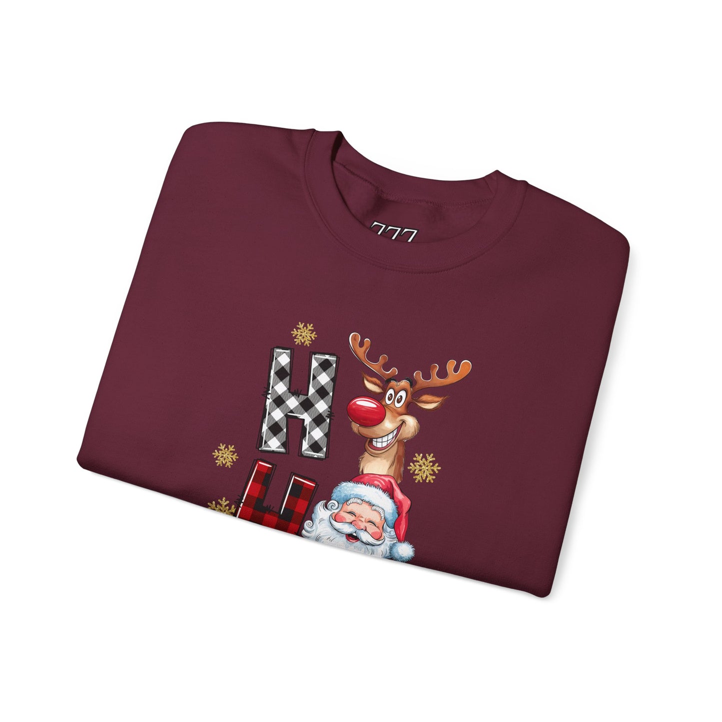 HO HO HO Christmas Unisex Heavy Blend Crewneck Sweatshirt – Santa, Reindeer & Snowman Holiday Sweater