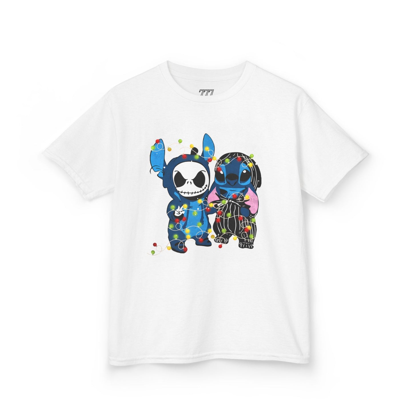 Cute Holiday Duo Christmas T-Shirt – Cartoon Alien & Skeleton Festive Unisex Kids Tee