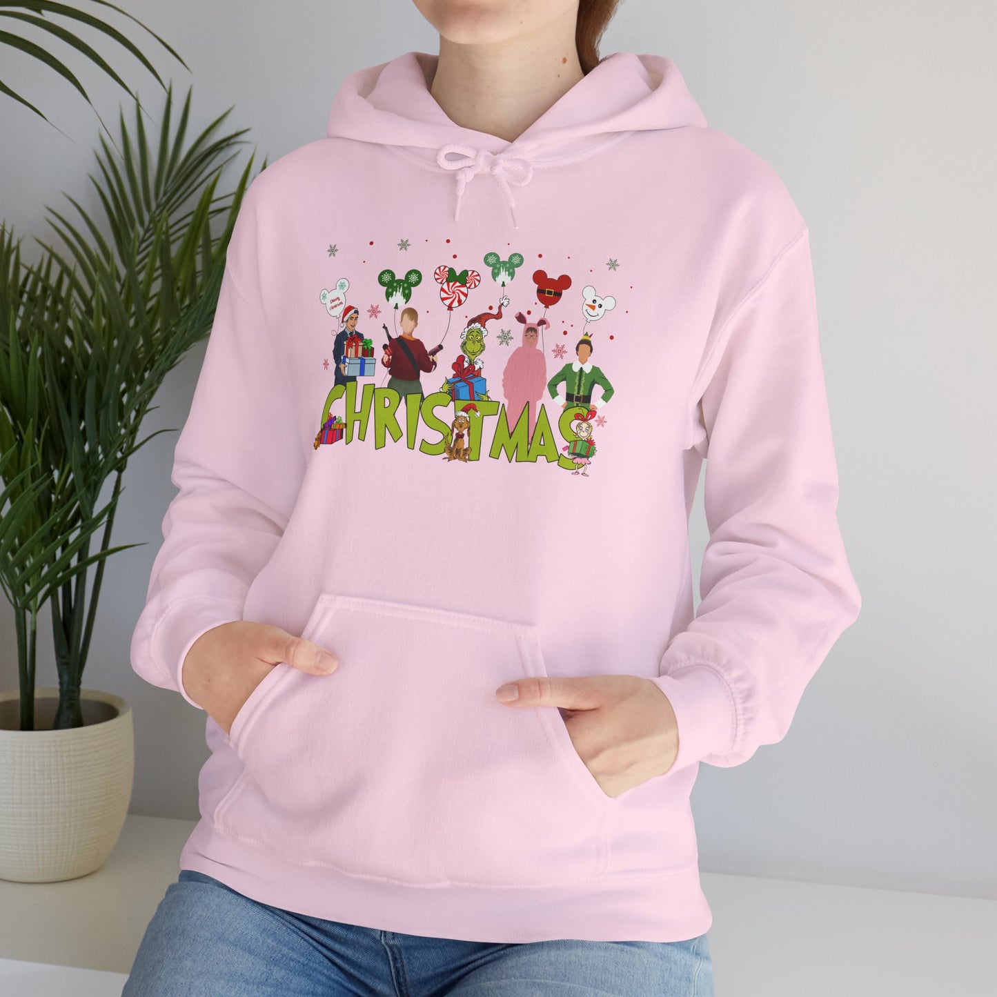 Christmas Character Squad Hoodie – Cute Festive Holiday Characters Unisex Heavy Blend Hooded Sweatshirt