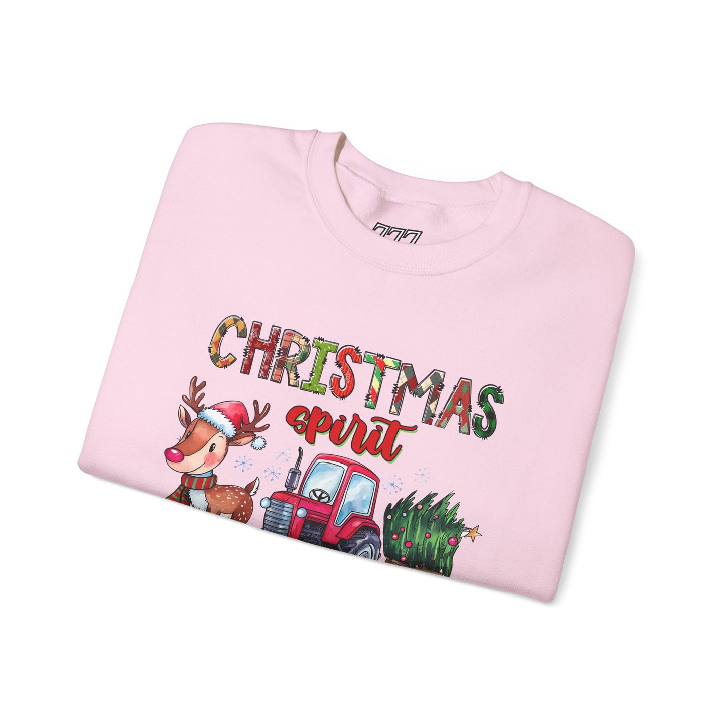 Christmas Spirit Unisex Heavy Blend Crewneck Sweatshirt – Cute Reindeer & Red Tractor Holiday Sweater