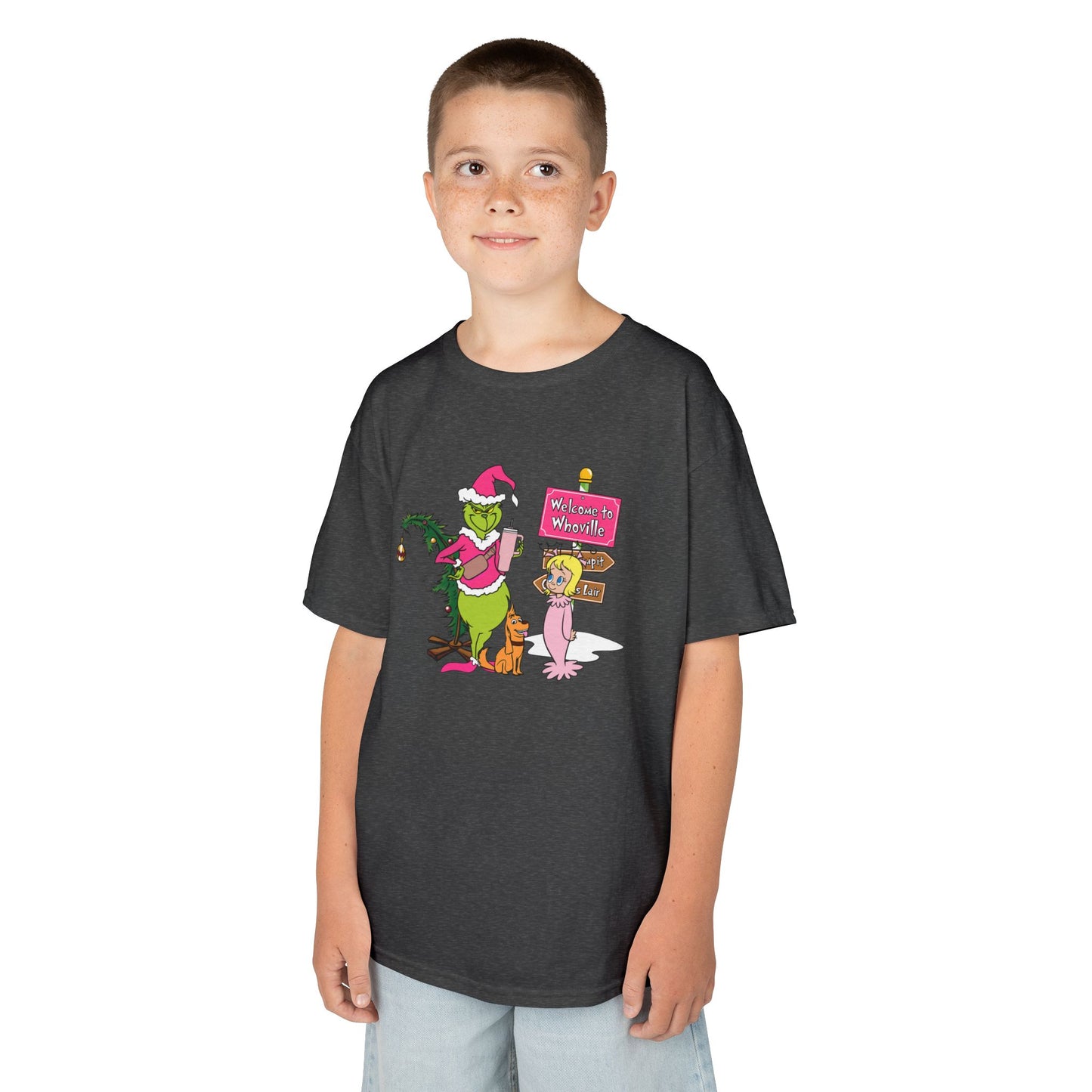 Welcome to Merryville Kids Christmas T-Shirt – Cute Green Holiday Creature Tee