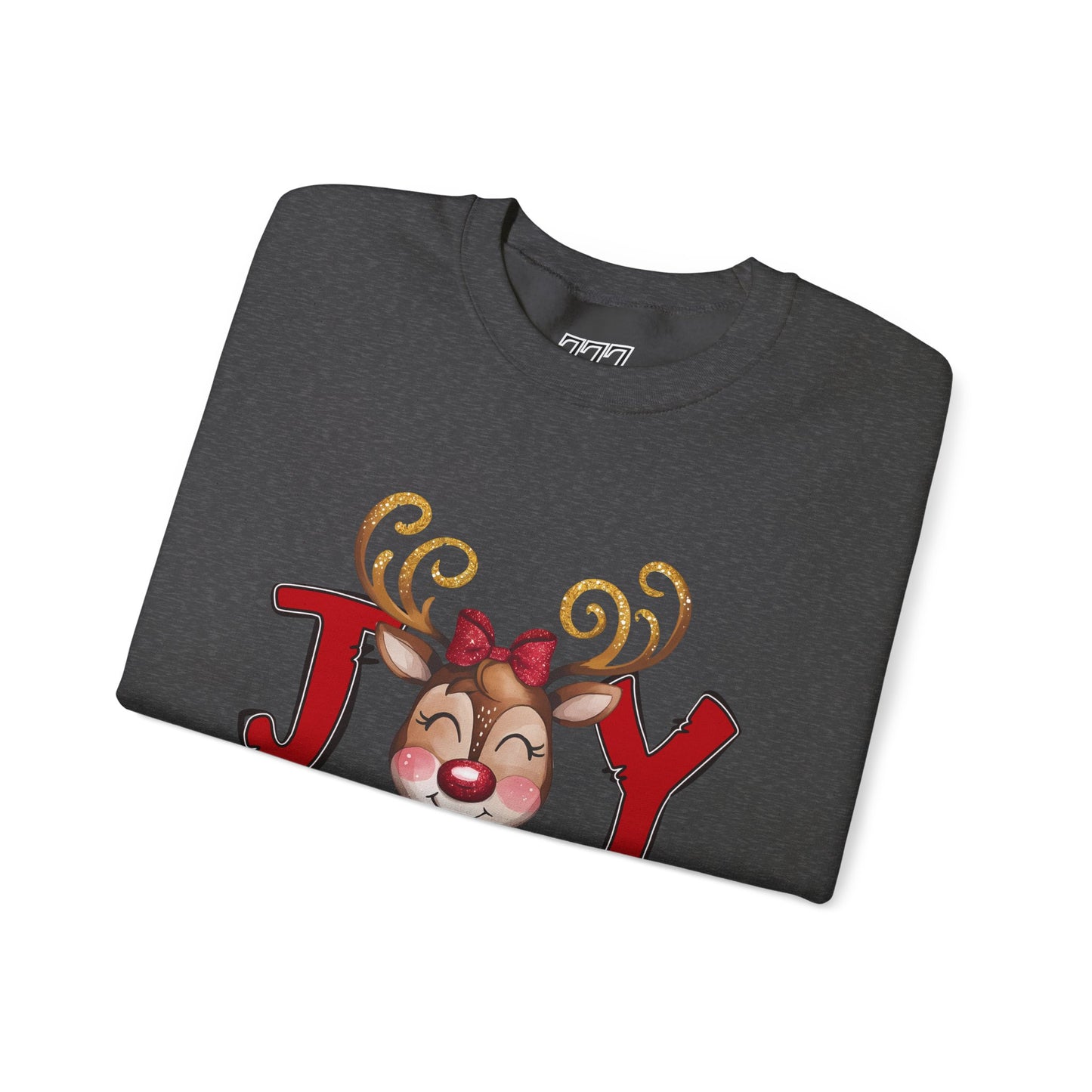 Reindeer Joy Women’s Christmas Crewneck Sweatshirt – Cute Holiday Reindeer Heavy Blend Sweater