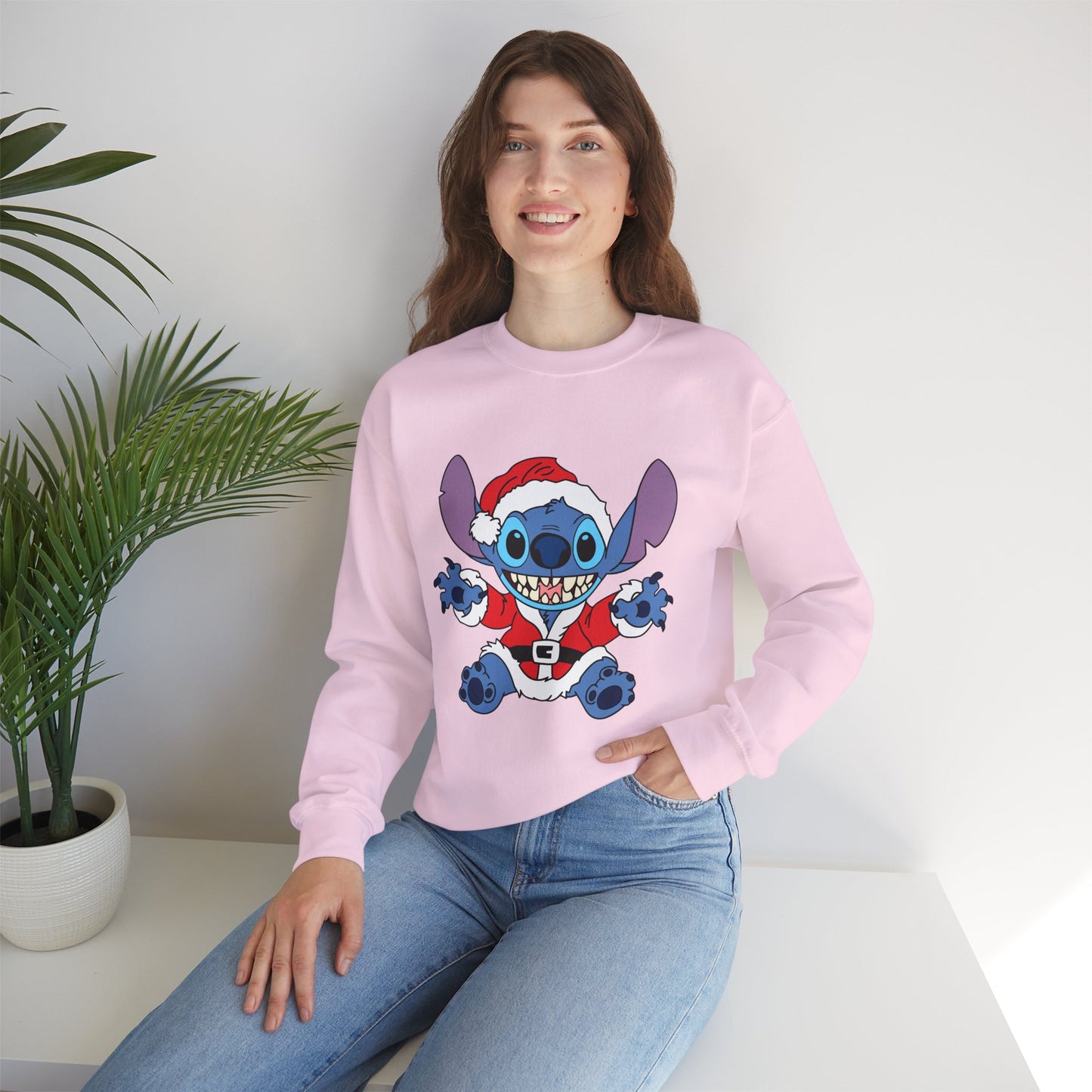 Alien Santa Christmas Crewneck – Cozy Blue Alien Holiday Sweatshirt (Unisex)