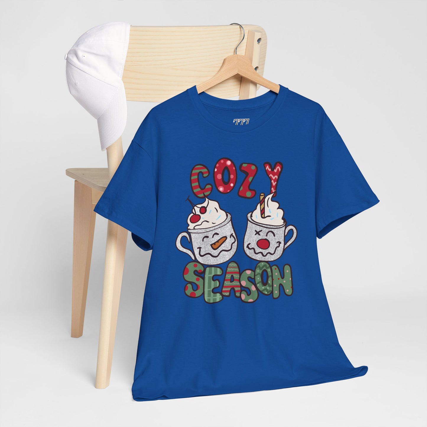 Cozy Season Christmas Unisex Heavy Cotton T-Shirt – Cute Holiday Hot Cocoa Tee