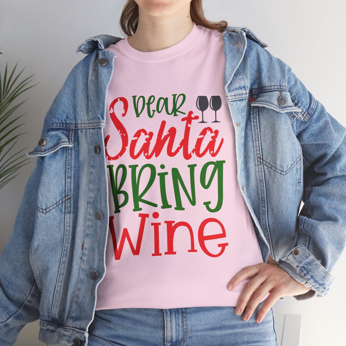 Dear Santa Bring Wine Christmas T-Shirt – Funny Holiday Wine Lover Tee (Unisex)