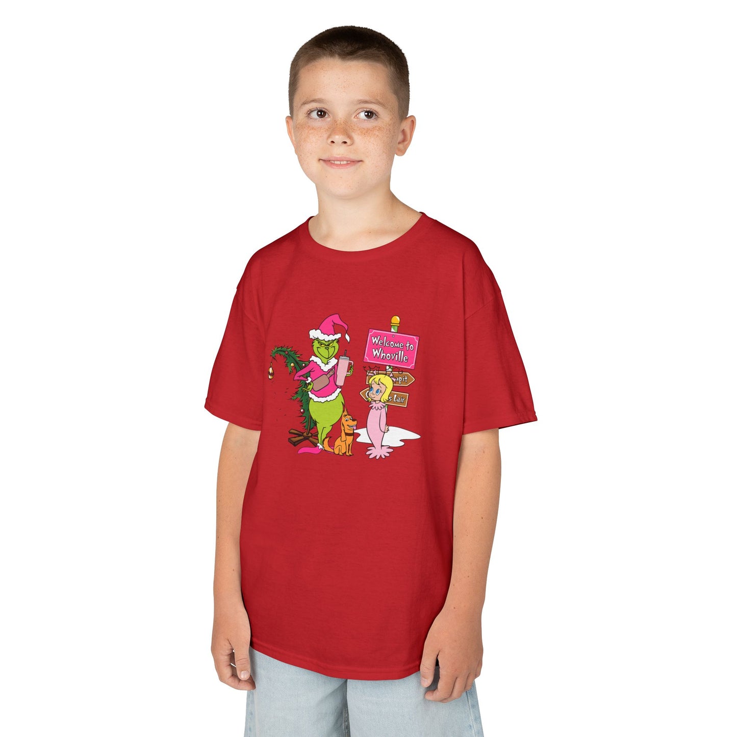 Welcome to Merryville Kids Christmas T-Shirt – Cute Green Holiday Creature Tee