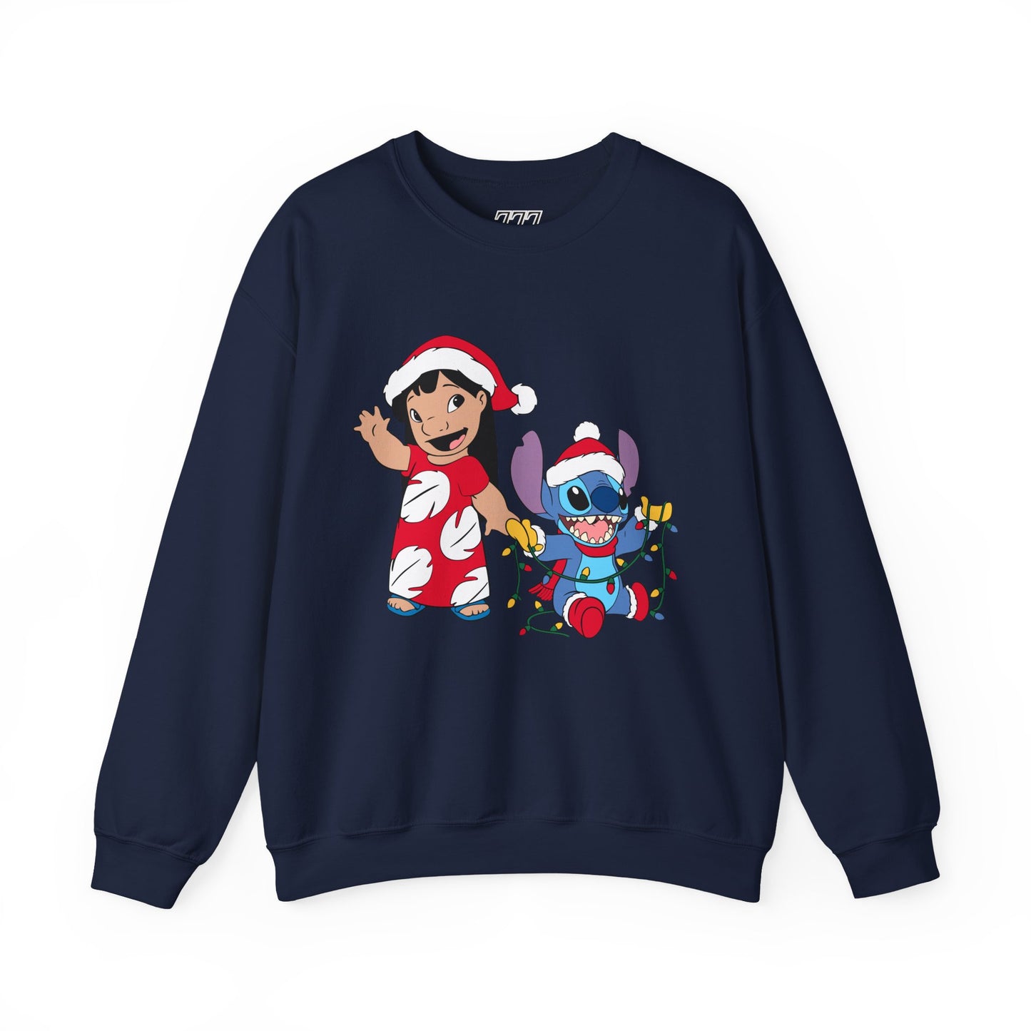 Island Holiday Duo Unisex Christmas Crewneck Sweatshirt – Festive Blue Alien & Girl Holiday Sweater